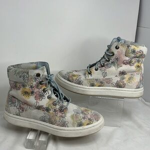 Timberland Londyn Sz 9 Floral Suede Hi Top 6”Sneakers